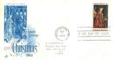 Christmas - 1968 First Day FDC - ArtCraft Scott 1363 - addressed