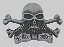 Skull Belt Buckles Vintage Antiqued Gray Metal Skeleton Crossbones Pirate Sign