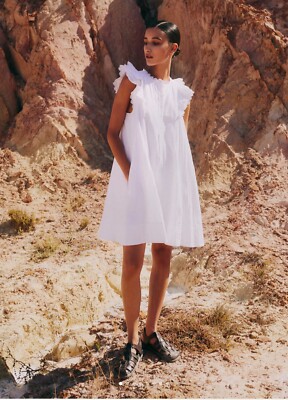 short swing dress ME+EM CHEESECLOTH FRILL SHORT SWING DRESS +Belt