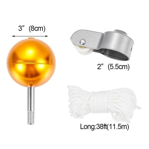 Gold Ball Flag Pole Parts Repair Kit Flagpole Accessories Nylon Braided Rope - Picture 2 of 11