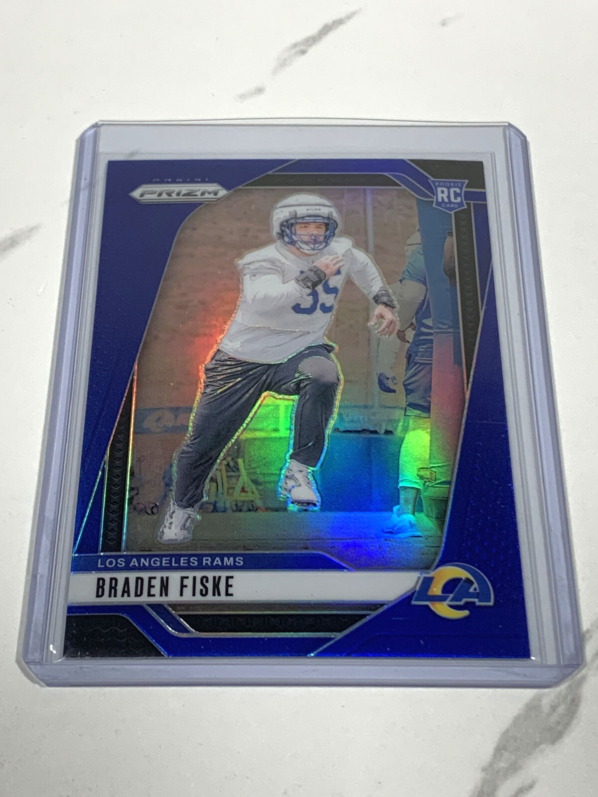 Braden Fiske Los Angeles Rams 2024 Prizm Retail Blue Parallel Rookie SSP #310