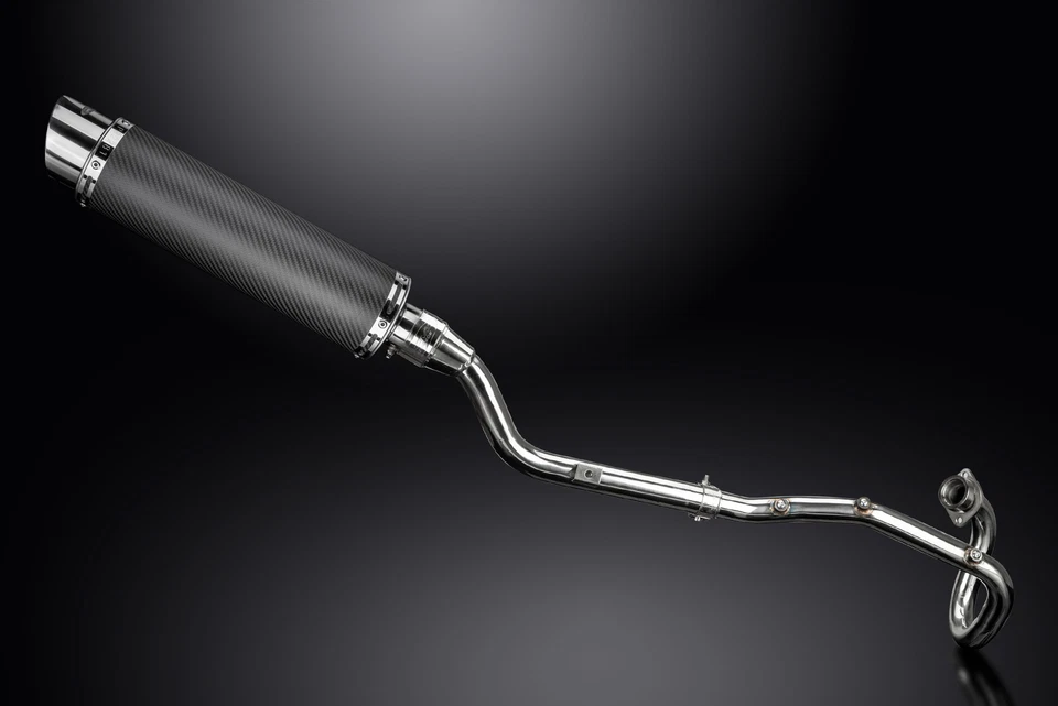 Silenciador de carbono redondo de 14" escape completo Yamaha XT225 Serow 1986-2007 Foto 3 de 4