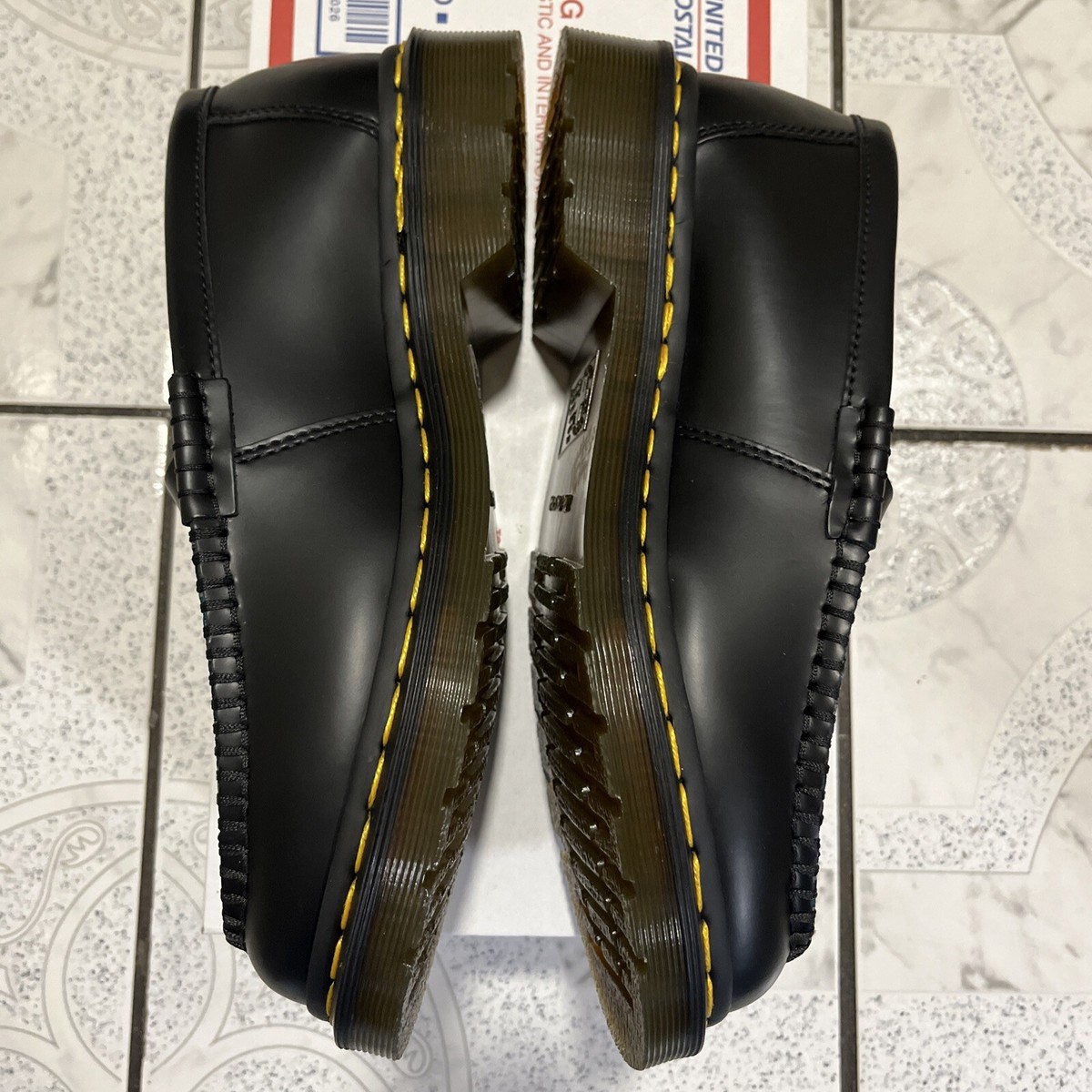 New Dr. Martens Penton Floral Jacquard Loafers Shoes Black Women's