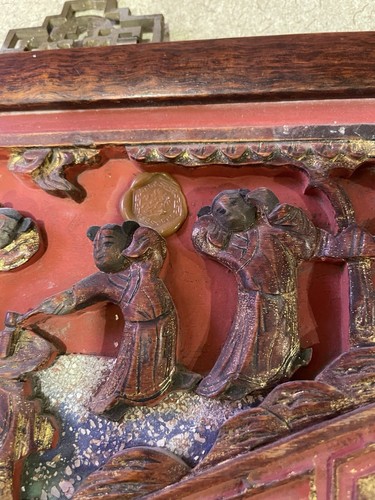 Antique Chinese Carved Wooden Hangings (Pair) - Picture 6 of 8