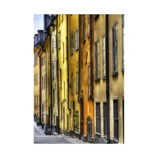 Old Town Buildings Architecture Yellow Picture Framed Wall Art Print