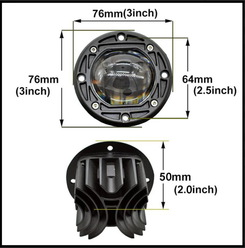Kit de luces LED todoterreno 20W blanco/amarillo 3" forma redonda proyector montaje empotrado Foto 3 de 4