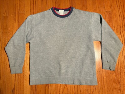 Vintage 90s Discus Athletic Crew neck Sweatshirt Gray W Red/blue Neck Men s S/M