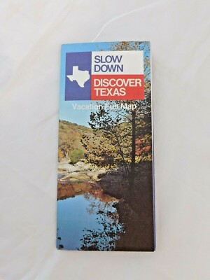 Vintage 1980's Slow Down Discover Texas Vacation Fun Map Travel