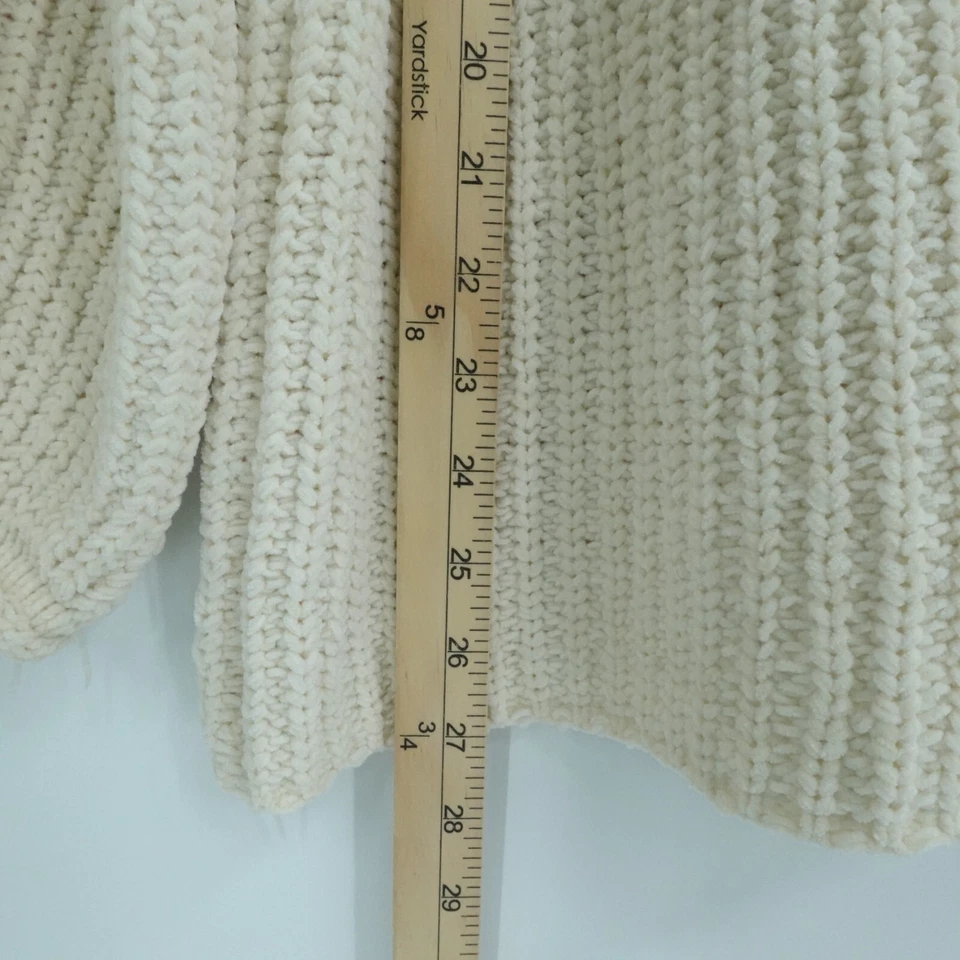 Suéter Pol Para Mujer S Crema Gran Tamaño Grueso Tejido Manga Globo Cuello en V Acogedor Foto 4 de 4