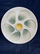 VTG Mid Century Oyster Plate Salins France 9.5  D Majolica Style Excellent NICE