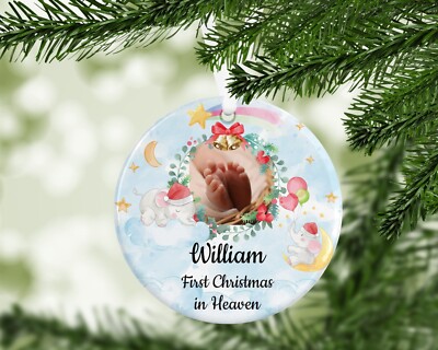 Personalised baby 1st Christmas in heaven, photo memorial keepsake