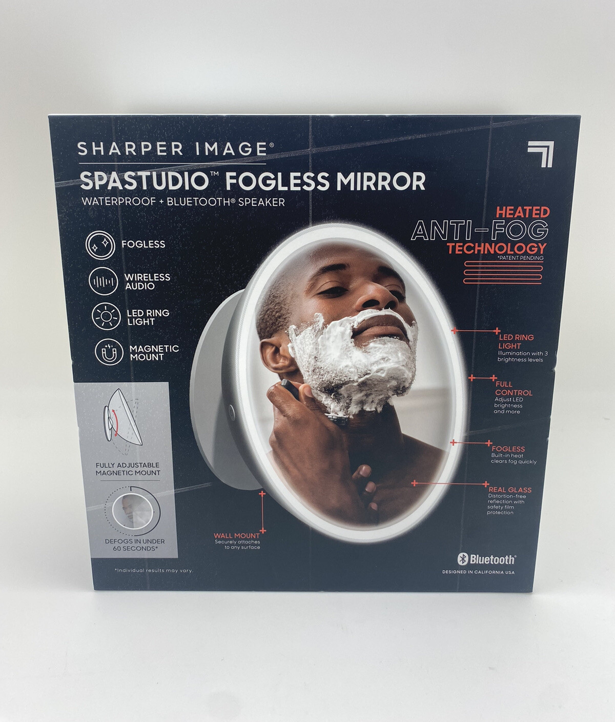 Sharper Image SpaStudio LED Fogless Shower Mirror u0026 Bluetooth Speaker NIB  NEW! | eBay