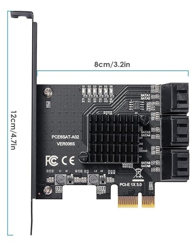 PCE6SAT-A02 PCIe SATA 3.0 Card, PCI E to 6 Port SATA 3.0 Expansion Card - Afbeelding 2 van 4
