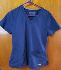 Women's Medium Grey's Anatomy By Barco Blue V-Neck Scrub Top