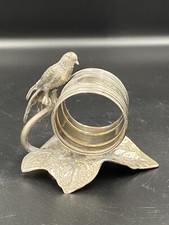 ROGERS SMITH QUADRUPLE SILVER PLATE BIRD ON LEAF STEM NAPKIN RING HOLDER