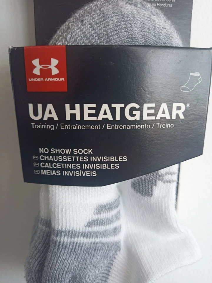 UA UNDER ARMOUR 3 prs HEATGEAR No Show SOCKS SIZE XS 8.5K 13.5K KIDS Boys White - Image 2 of 4