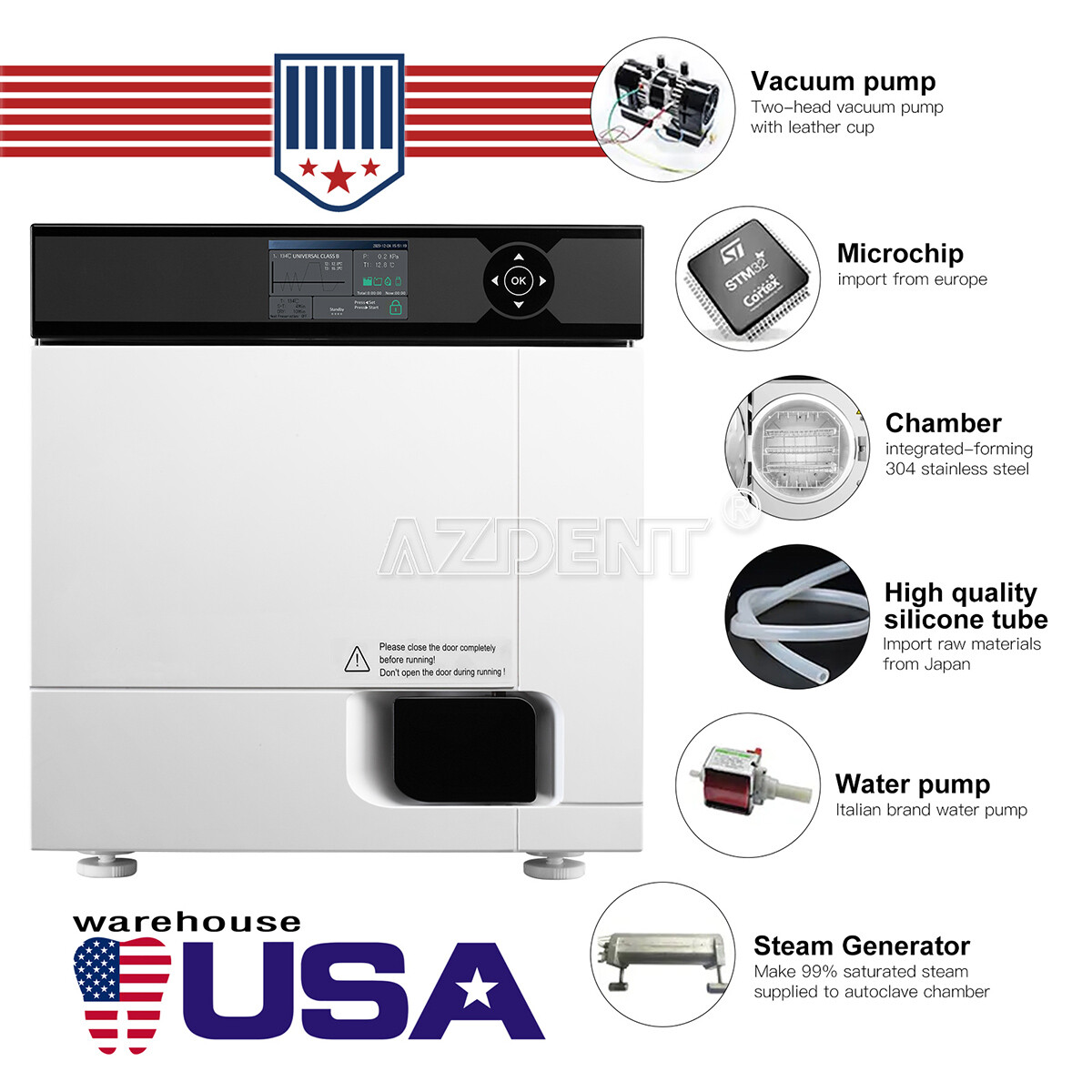 22L Class B Dental Lab Autoclave Steam Sterilizer With Built-in Printer - For Medical & Laboratory Use 7 thumbnail image