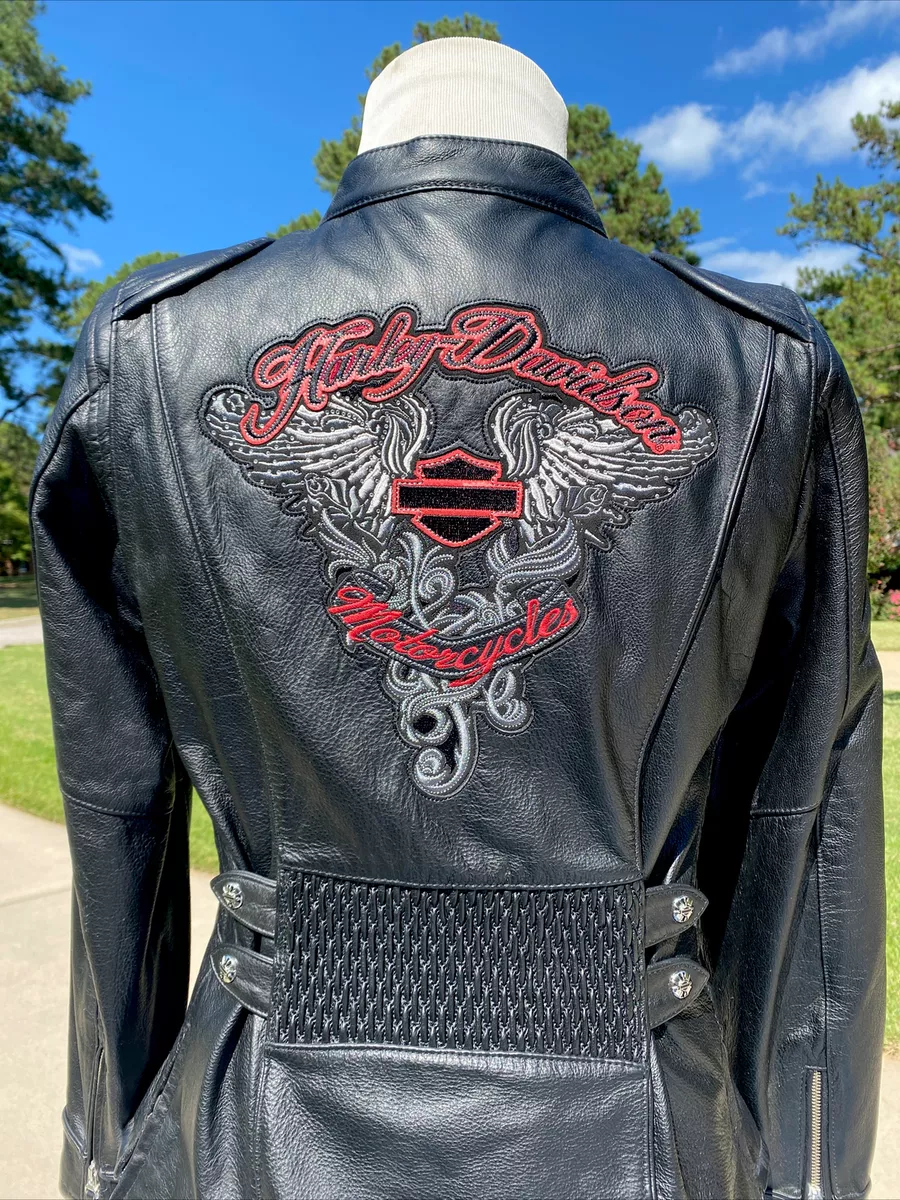Harley Davidson Women AMELIA Leather Jacket Rhinestones Large