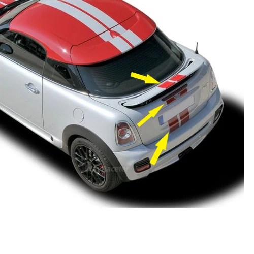 Set strisce ROSSE ORIGINALI MINI COUPE R58. Adesivo spoiler portellone posteriore centrale 26B - Immagine 2 di 4