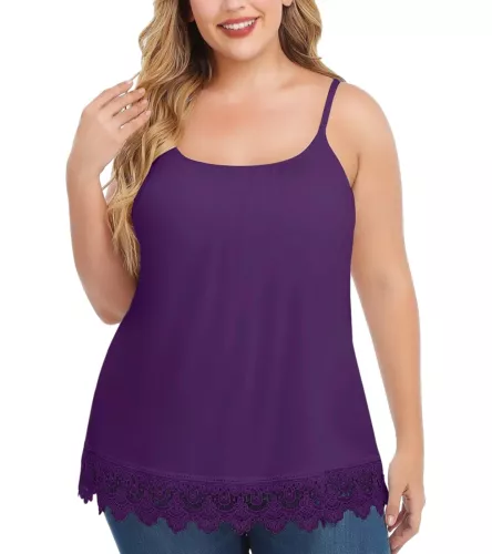 Women with Built in Bra Flowy Shelf Bra Tank Top Padded Adjustable Straps Cami - Picture 15 of 36