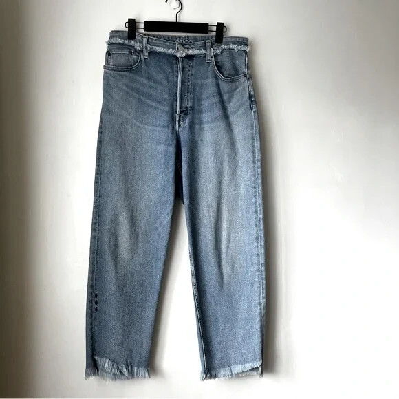 Etica Tyler Salinas River Frayed Detailing Straight Leg Crop Jeans 30"