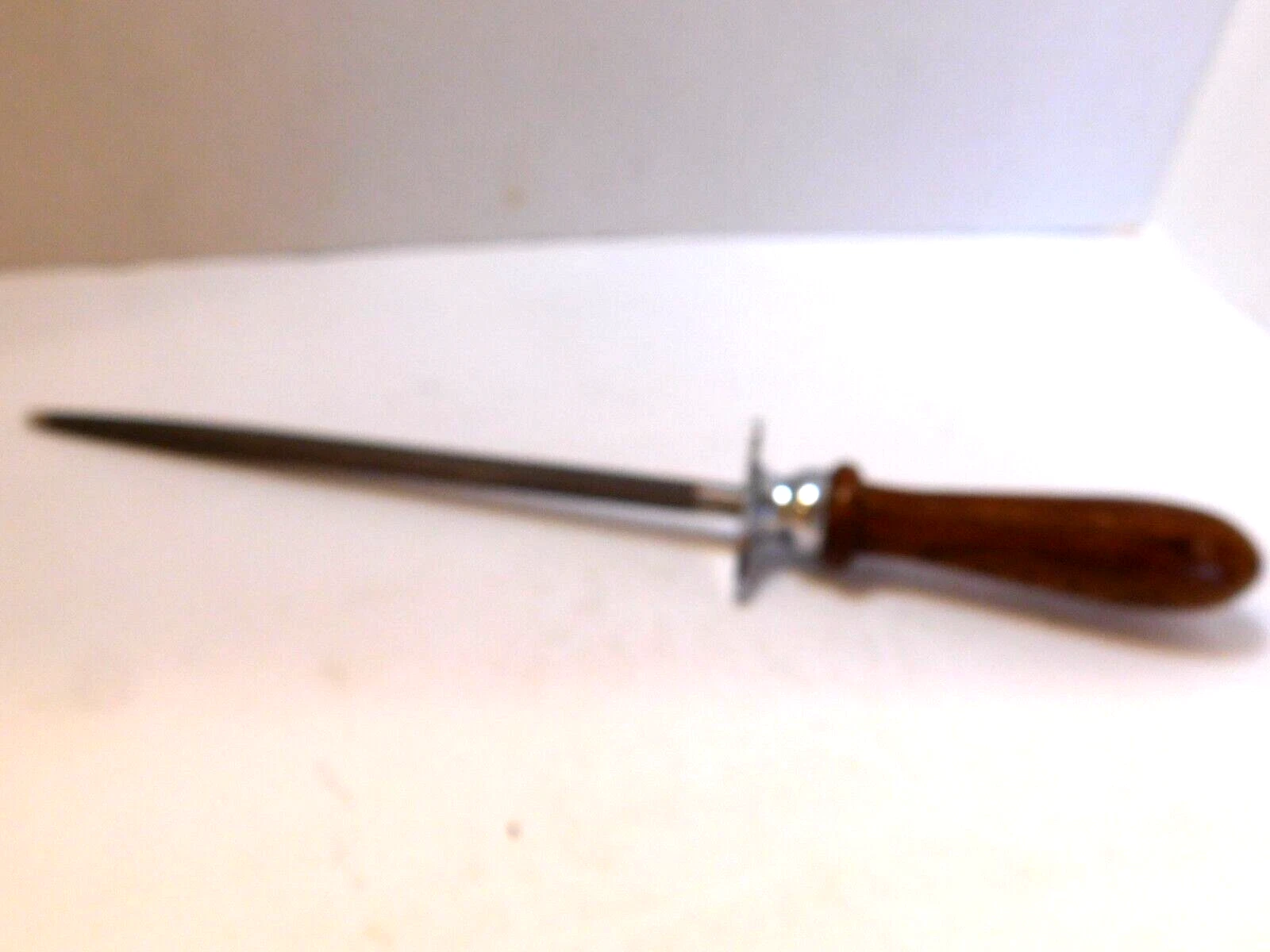Vintage Chef Butcher Knife Steel Honing Rod Wood Handle 13.5"