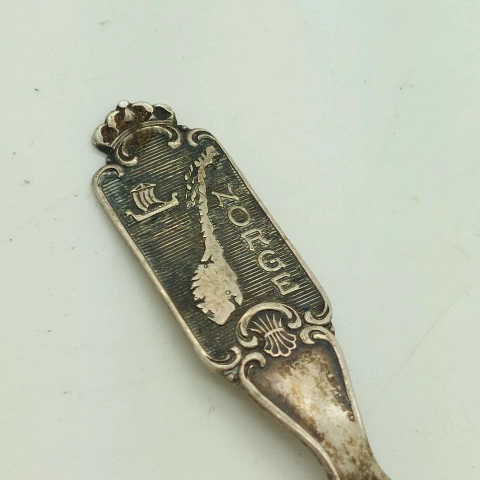 Cuchara de sal de recuerdo mapa Norge Noruega plata 830S 2 1/4"  Foto 3 de 4