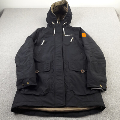 Didriksons Womens Coat UK 8 Small Black Storm System Parka Jacket Ladies Hooded