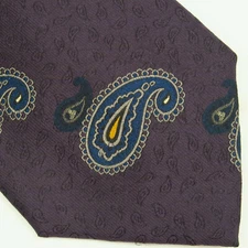 Ferrell Reed Mens Purple Mauve Textured Paisley Neck Tie 58"x3.75" Blue