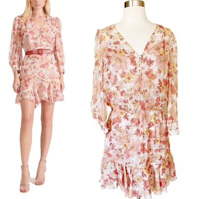 VERONICA BEARD Silk Cybil Dress Melon 