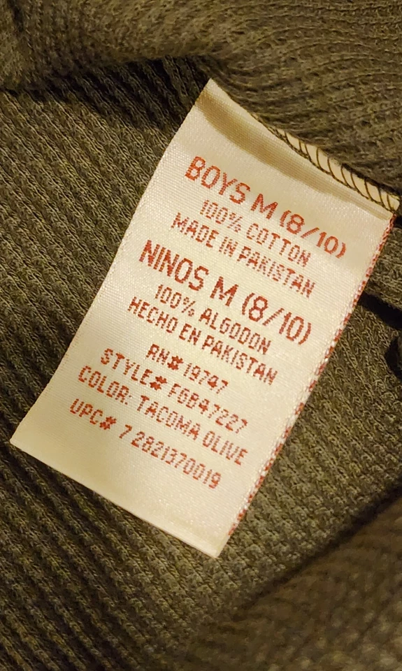 Thermal Henley 3 Button Shirt Faded Glory Olive Green Boys Medium (8/10) .. New - Image 2 of 4