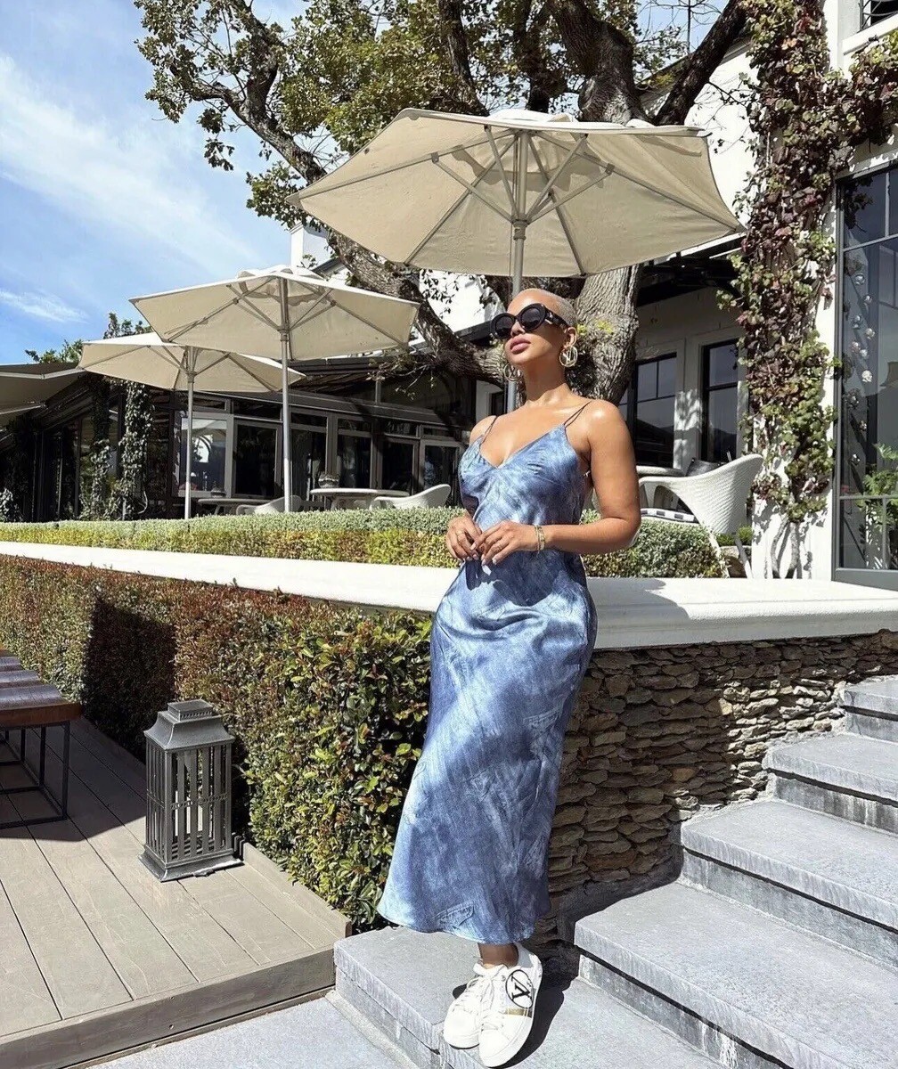 blue tie dye slip dress Blue Tie Dye Maxi Dress