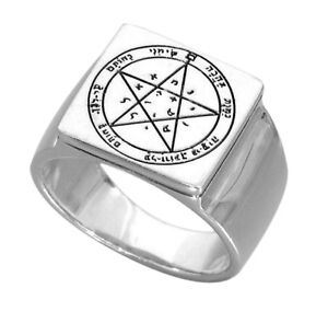 Guarding and Protection Seal Ring Pentacle King Solomon Silver 925