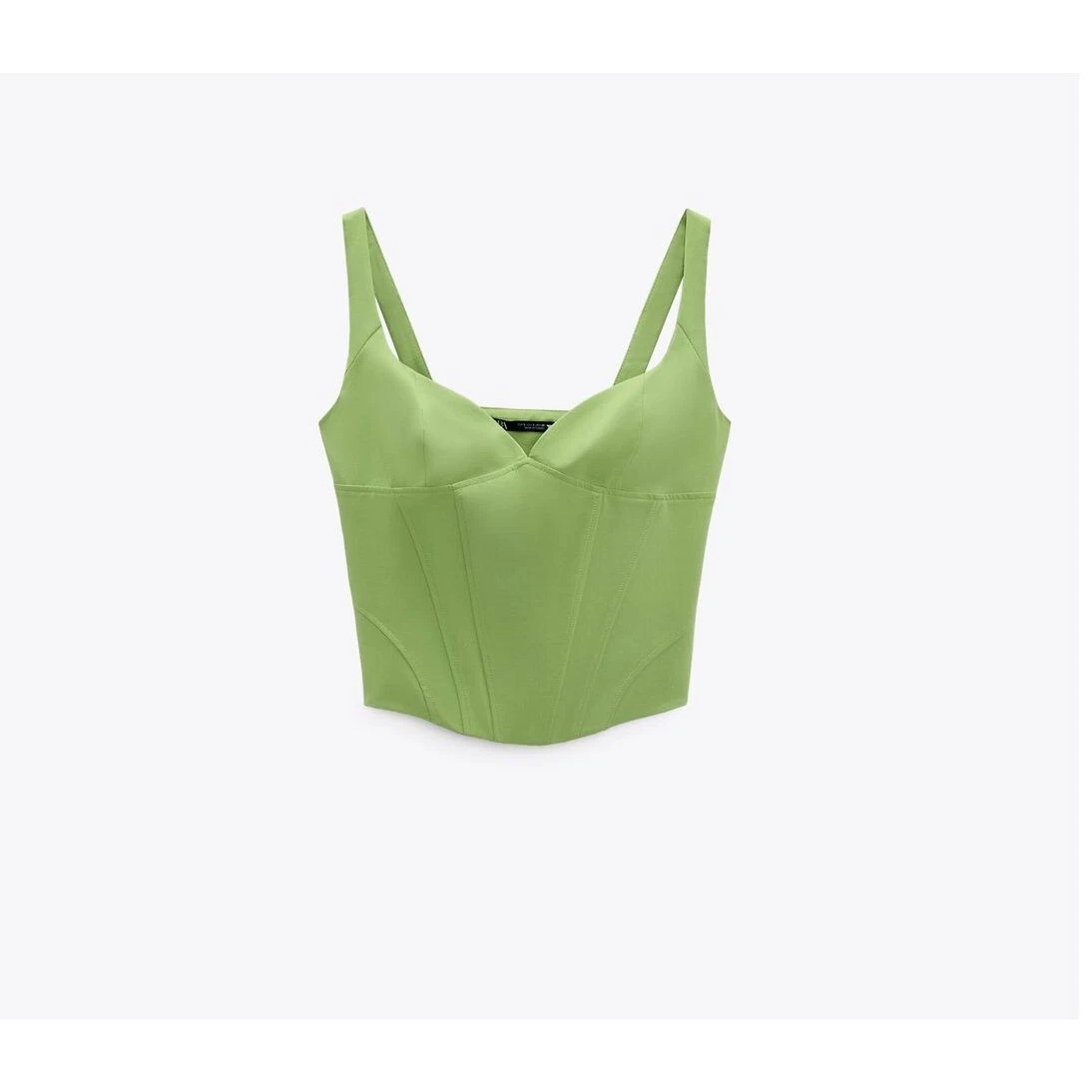 ZARA Bustier Corset Crop Top 7385 018 Green Size Large