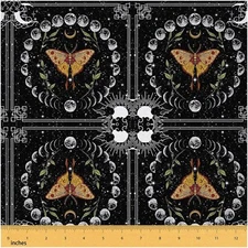 Starry Night Boho Fabric - Moon Phase Dragonfly Upholstery