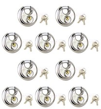 10 x 70mm 2-3/4" Steel Armor Disc Padlock for Trailer / Self Storage keyed alike