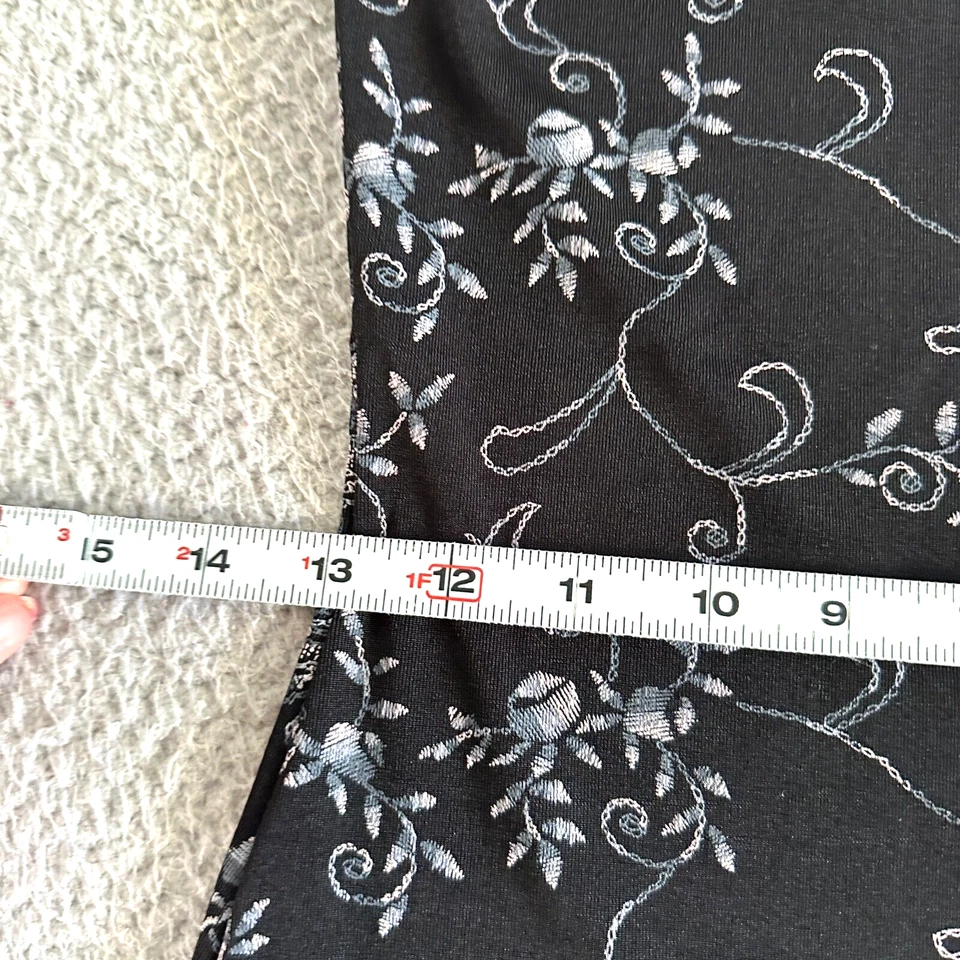 Maxi Vestido Vintage Años 90 Mediano Negro Hada Grunge Capricho Gótico Slinky Floral Foto 4 de 4