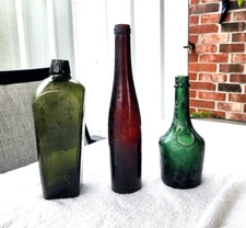 Three Bottles, "BENEDICTINE" Liquor, Hock Wine and a Case Gin dug in New Orleans