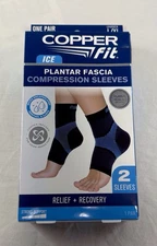 Copper Fit Ice Plantar Fascia Compression Sleeves 1 Pair Unisex Sz L / XL New