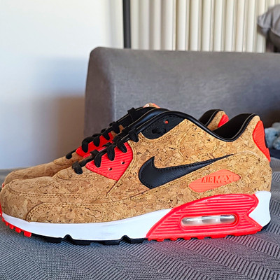 Nike Air Max 90 Kork Low Top Sneaker Schnürung EU 41 Beige Orange Schwarz