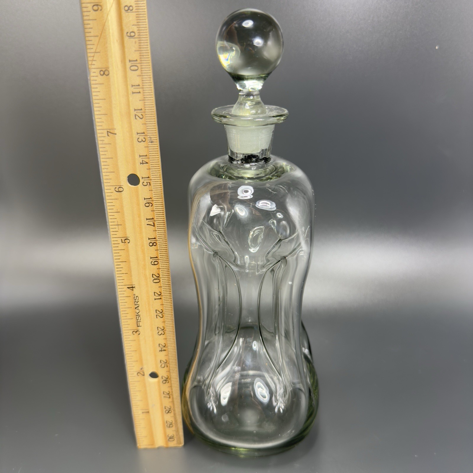 Holmegaard Kluk Kluk Pinch Bottle Smokey Black Glass Decanter Spirits Bottle VTG