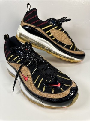 Brand New Nike Air Max 98 Cork Sneaker Black Red White Shoe US 9.5 UK 8.5 EUR 43