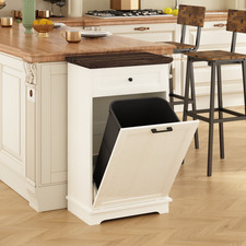 10 Gal. Tilt-Out Trash Cabinet with Drawer, Antique White, 21.7"L x 13.4"W