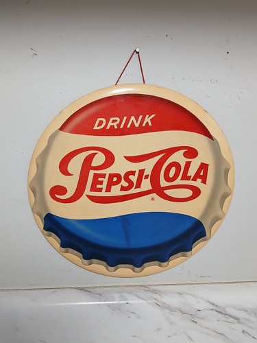 Original 1950s Pepsi Cola 9" Advertising Sign #G-118 Philadelphia Badge Co USA