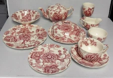 Johnson Brothers ENGLISH CHIPPENDALE PINK 12 Piece Breakfast Set VERY RARE