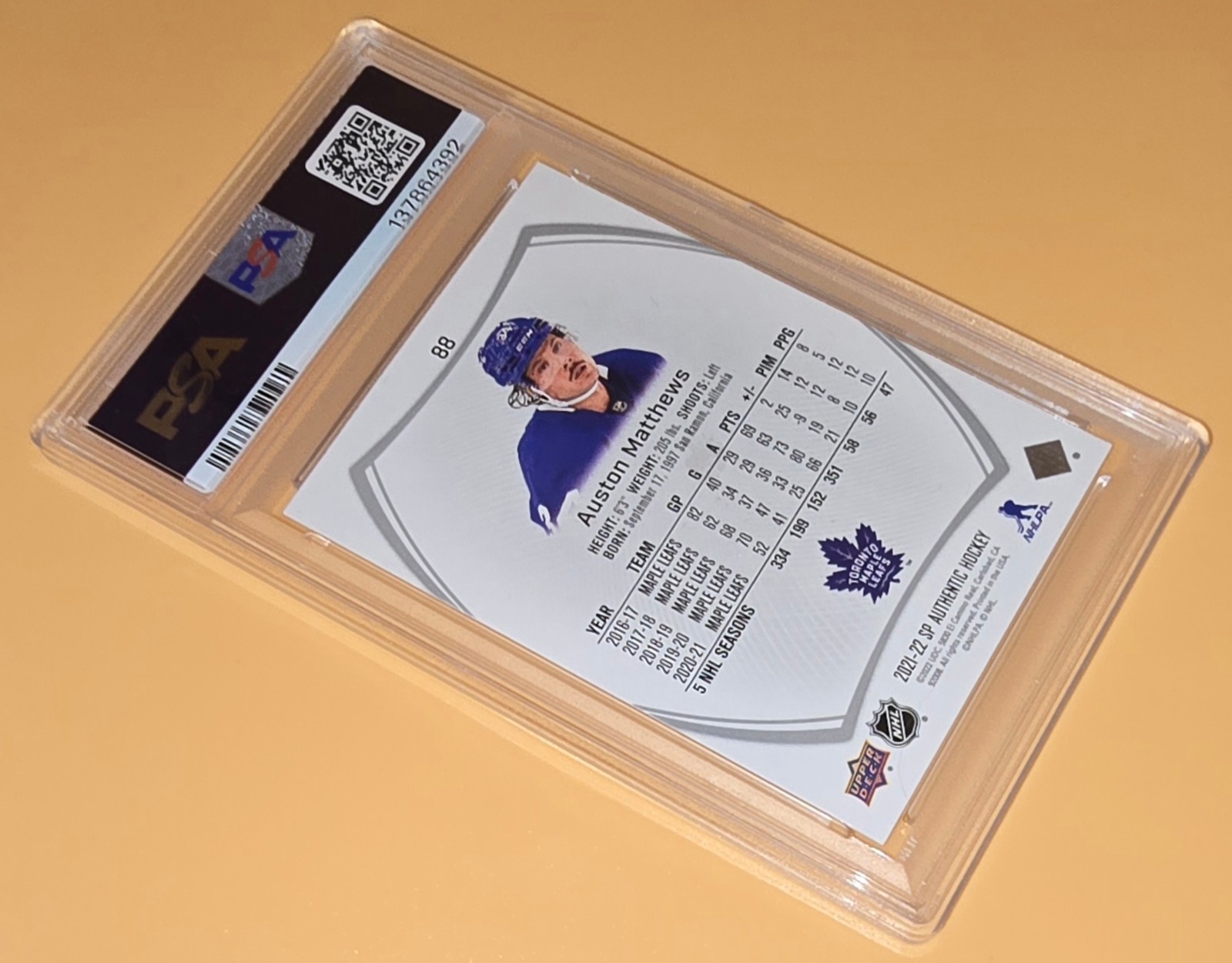 Auston Matthews PSA 10 Low Pop 2021-22 SP Authentic Hockey Toronto Maple Leafs view 15