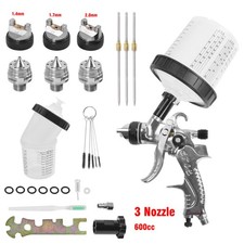 Spray Gun Paint Gun Kit HVLP Gravity Feed Air 1.4mm 1.7mm 2mm 3 Nozzles