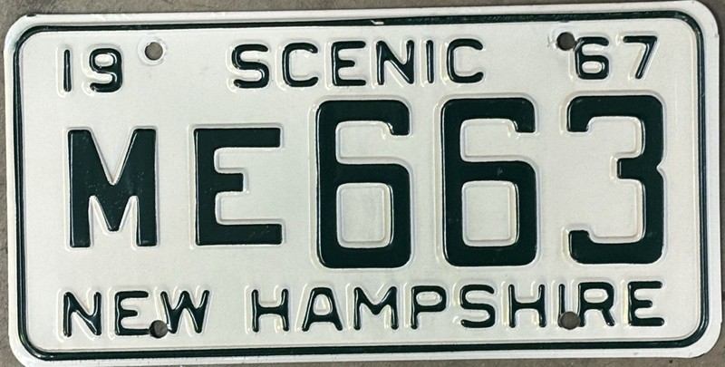 1967 New Hampshire License Plate