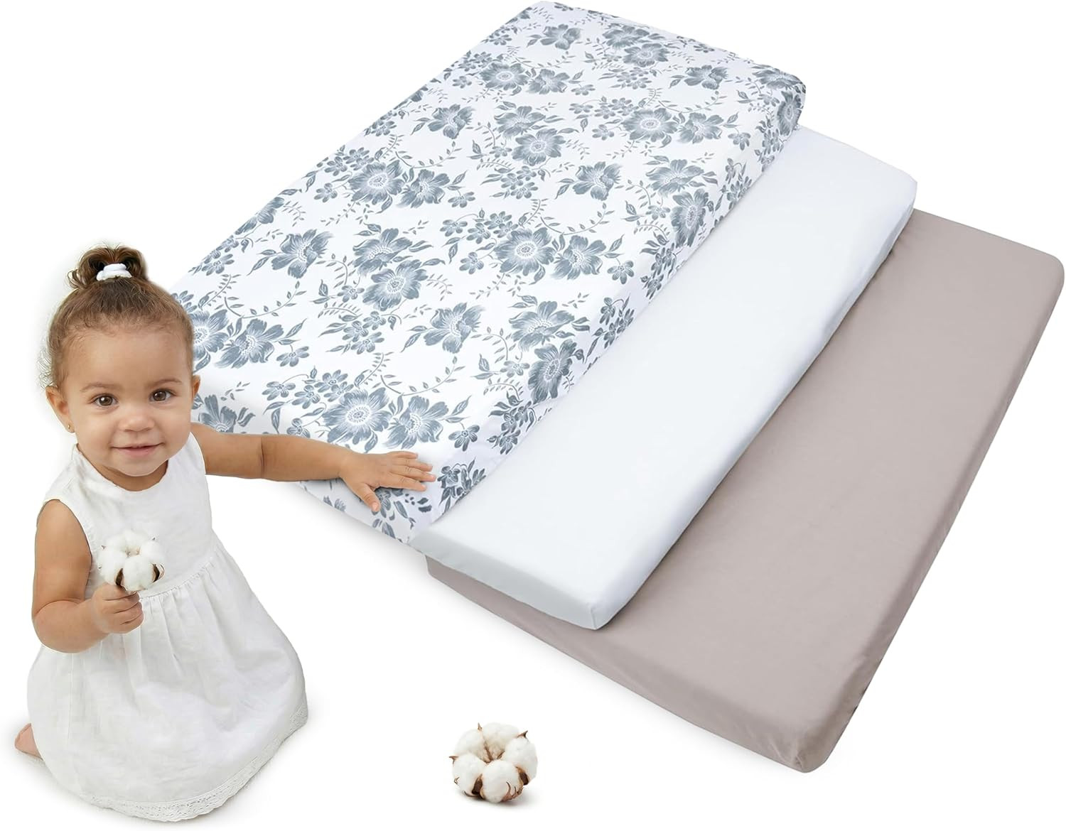 Lenzuola Lettino Set 3 Neonato 60X120-100% Cotone Lenzuolo Con Angoli Culla Copr