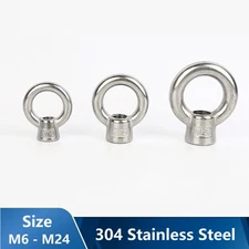 304 Stainless Steel M6 - M24 Lifting Eye Nut Female Bolt A4 316 Marine Grade